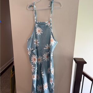 Womens Blue Daisy Print One-Piece Romper